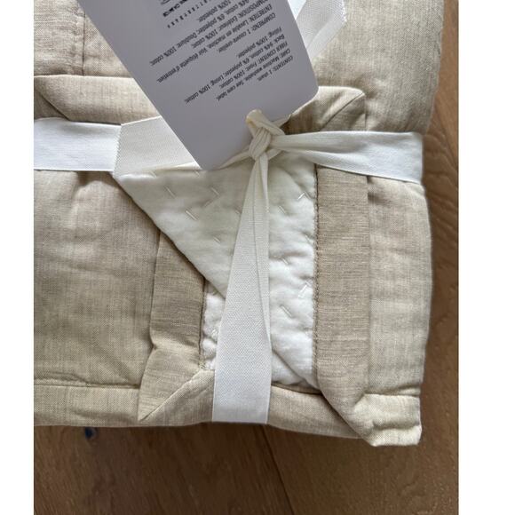 New Pottery Barn Ivory Velvet Cross Stitch Standard Sham Set 2 - Picture 2 of 3